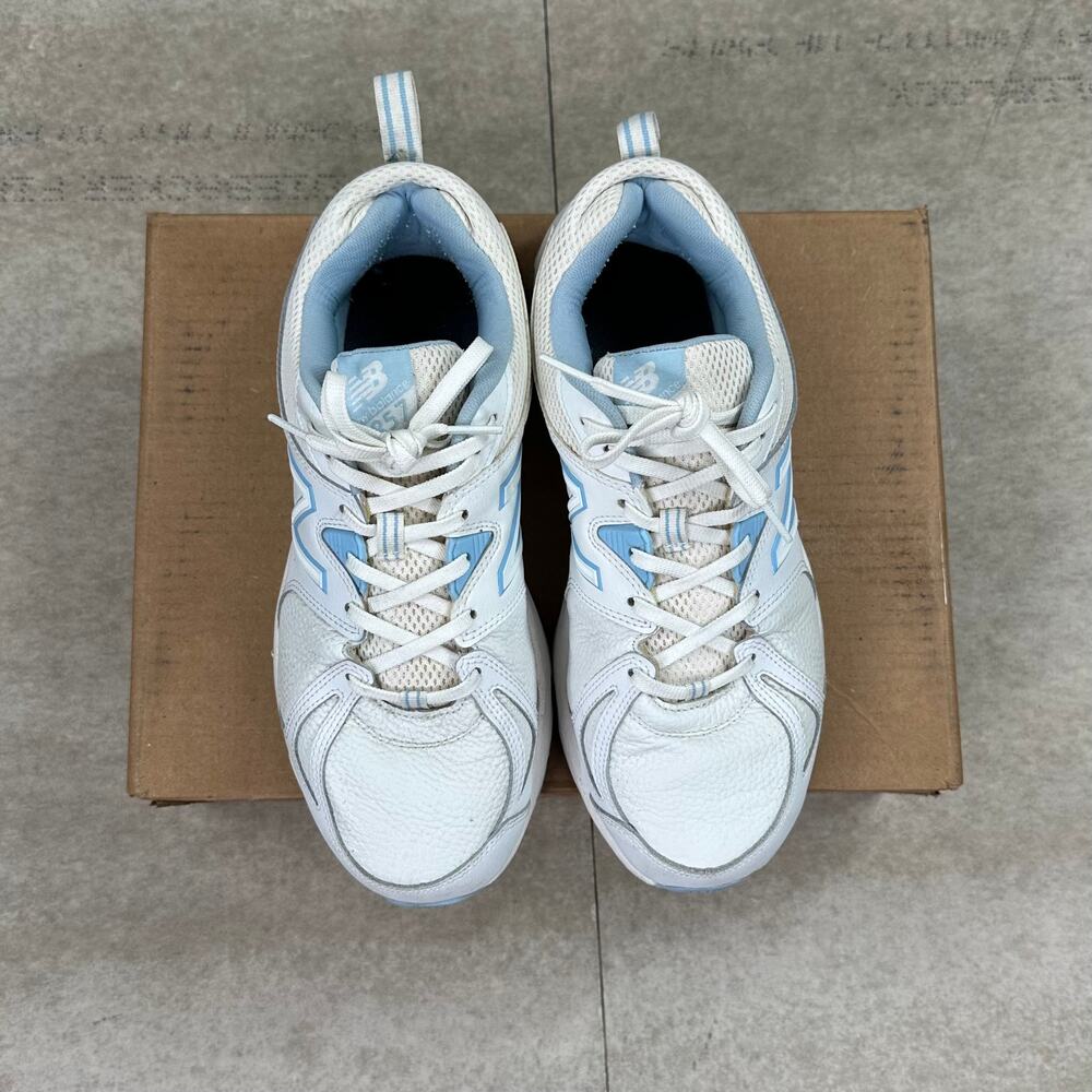 Vintage Y2K New Balance 857v2 Shoes Mens 10.5  White Leather Light Blue Low Top - Picture 5 of 8